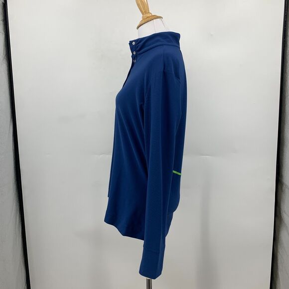 Nike Golf Dri Fit Top Womens Medium Blue Green Snap Button Collar Long Sleeve - Picture 4 of 11